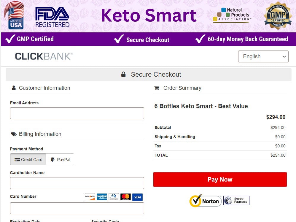Smart keto order page